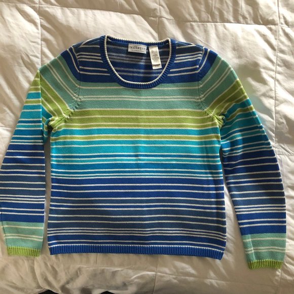 Long Sleeve Crew Neck Striped Sweater, Size Large - Picture 2 of 4